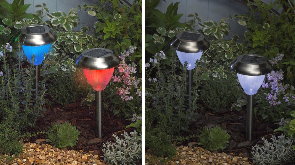 ACCIAIO Inossidabile Faretto da giardino ad energia solare