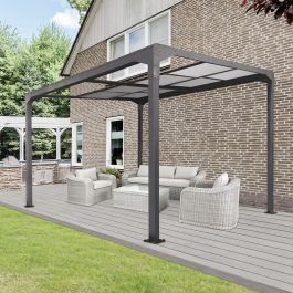 12.8ft x 10ft Anthracite Veranda Garden Canopy Gazebo with Retractable Sliding Roof - Freestanding - Primroseï¿½