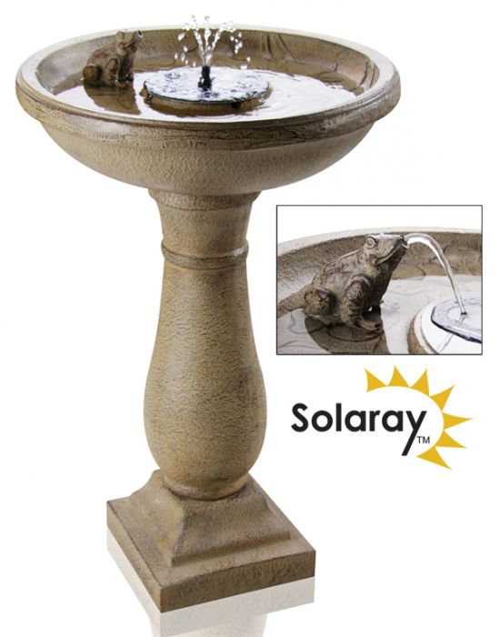 H80cm  Fontana Vaschetta per Uccelli Solare "Ranocchia" con Luci - by Solaray™