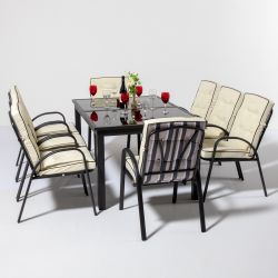Set da giardino da 8 posti con tavolo rettangolare allungabile di colore nero Hadleigh della Hectare ™