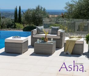 Set da giardino Sherborne con divano a 2 posti e 3 sgabelli colore grigio misto - della Asha™