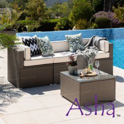 Set da giardino e da veranda Sherborne con divano 4 posti in rattan colore marrone misto - della Asha™