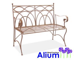 Panchina a due posti per giardino Alium™ "Palermo" in acciaio color bronzo - 1.13m