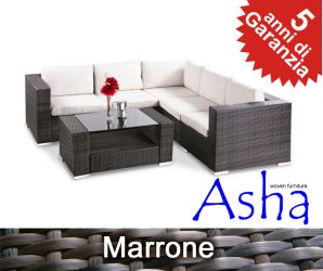 Set sofa da giardino Asha "Thapsos" in Rattan 5 posti