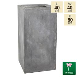 Fioriera da 80cm in fibracotta rifinita in cemento forma cubica