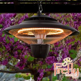 Lampada riscaldante elettrica a sospensione da patio con bulbo alogeno - color nero - 1.5kW - della Firefly™