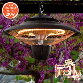 Lampada riscaldante a infrarossi a sospensione da patio colore nero con telecomando - 2kW IP34 - della Firefly™