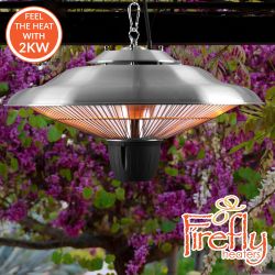 Lampada riscaldante a infrarossi a sospensione da patio in acciaio inossidabile con telecomando - 2kW IP34 - della Firefly