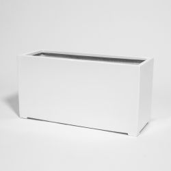 Fioriera cubica rettangolare in polystone bianco lucido - 80cm