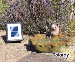 Fontana solare in ceramica uccellino di campagna - 40cm di diametro della Solaray™