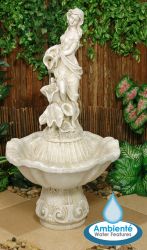 Fontana con statuetta - Liliana  (avorio) - 97cm - Ambienté™