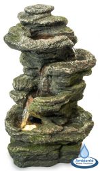 Fontana da tavolo con cascata delle rocce Conway a 4 livelli con luci - 38.5cm - della Ambienté