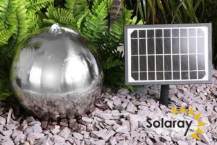 Fontana ad energia solare da 30cm in acciaio inossidabile a sfera della Solaray™