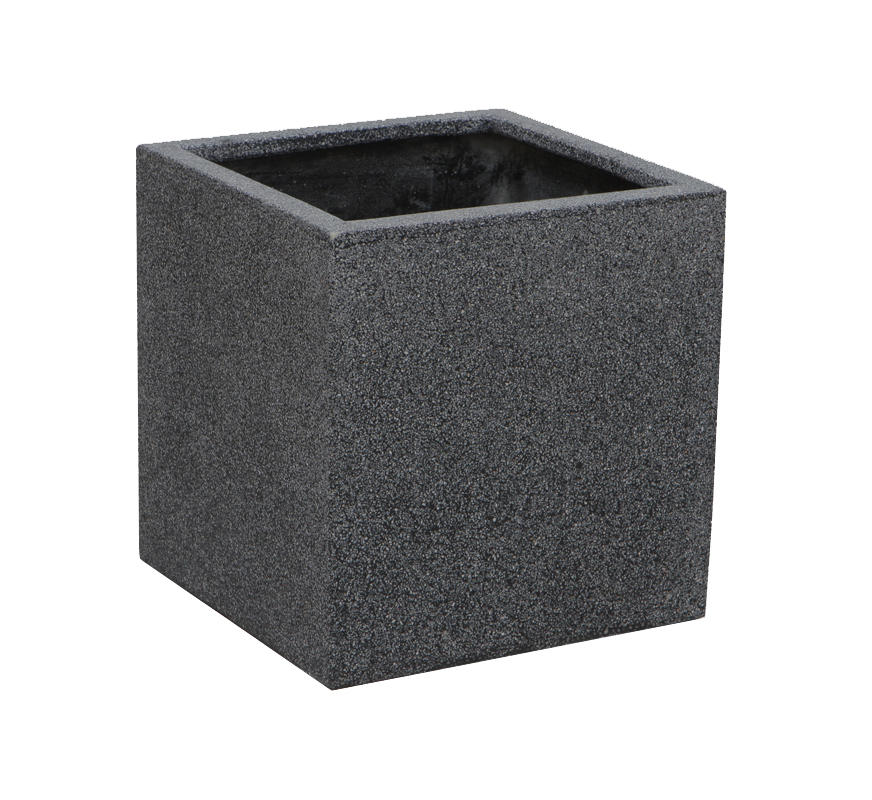 Vaso di forma Cubica con finitura in Poly-Terrazzo-colore Nero –Small 20 cm