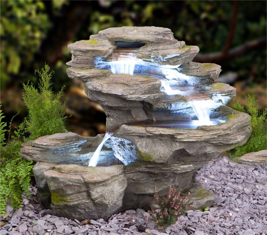 NCONCO Fontana da Tavolo a Cascata con Cambiamento di Colore LED Illuminazione Zen Meditazione Cascata 