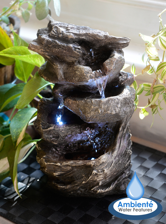 Fontana da tavolo con luci a LED ricaricabile portatile Zen meditazione fontana recluta ricchezza 3 livelli cascata interna fontana per casa ufficio decorazione 