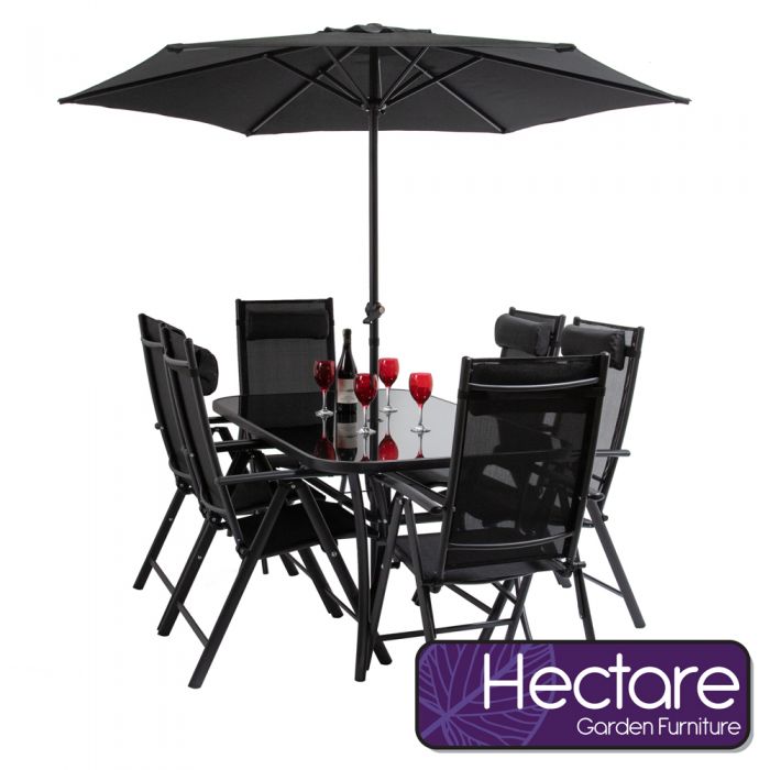 Set da giardino da 6 posti con sedie reclinabili in Politex colore nero -  della Hectare™ 419,99 €