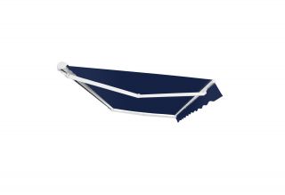 Tenda da sole manuale a cassonetto parziale di color blu da 4.0 metri