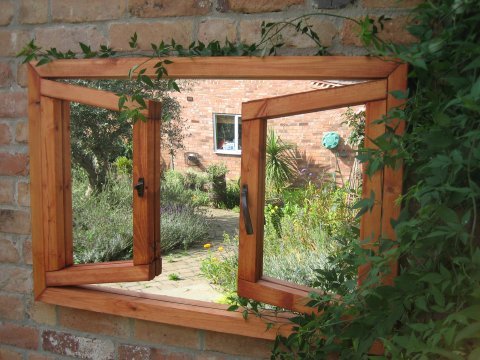 Specchio illusorio da giardino - Finestra aperta a doppia anta