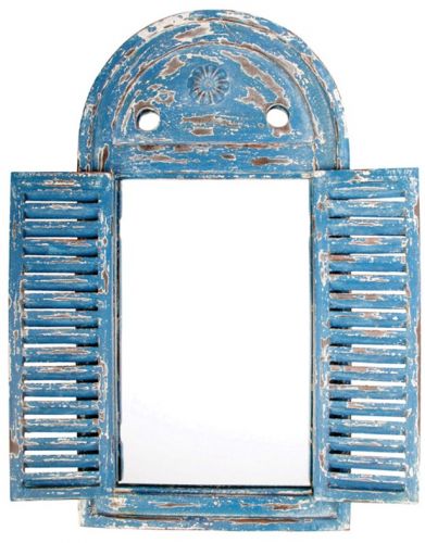 Specchio Rustico Louvre con ante in legno - Blu