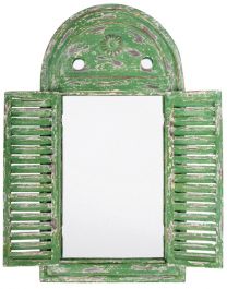 Specchio Rustico Louvre con ante in legno - Verde