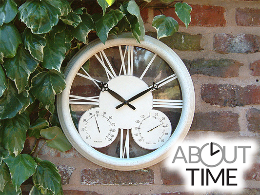Orologio classico di colore bianco antico, per esterni/giardino - diametro - 32cm - About Time™