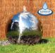 H40cm Polished Sphere Stainless Steel Water Feature with Lights by Ambienté