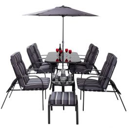 Set da giardino Hadleigh da 6 posti con sedie reclinabili colore grigio - della Hectare™
