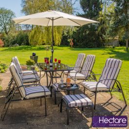 Set da giardino per il tempo libero con sedie reclinabili a 6 posti colore nero Hadleigh della Hectare™