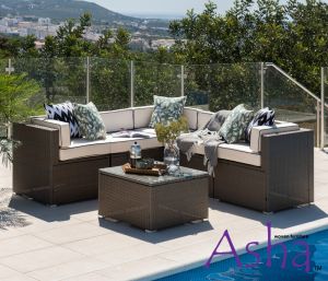 Sherborne 5 Seater Garden Corner Sofa Set in Mixed Brown - by Asha™