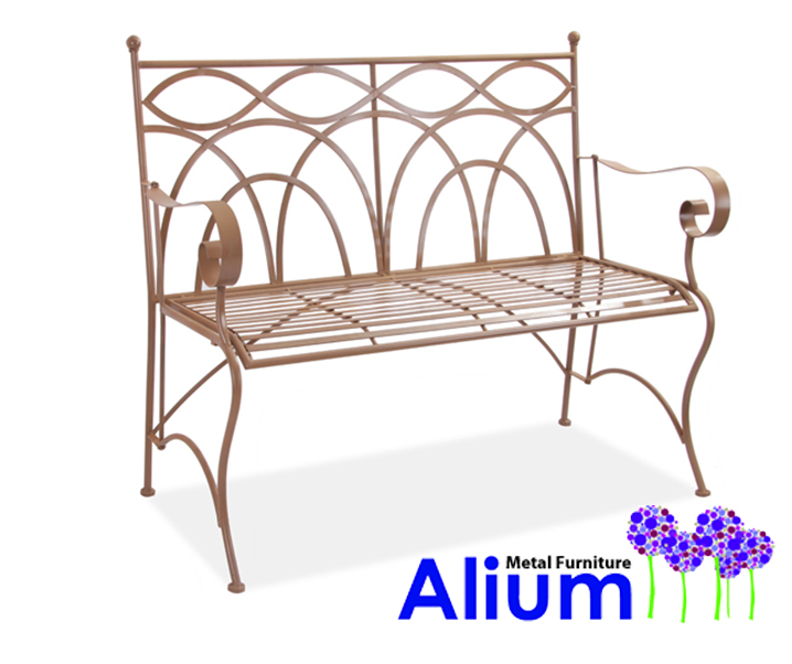 Panchina a due posti per giardino Alium™ "Palermo" in acciaio color bronzo - 1.13m