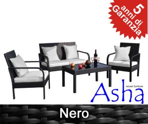 Set sofa da giardino in Rattan 4 posti Asha™ "Villa" Nero