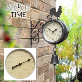 Orologio con galletto e campanella a doppio quadrante con termometro - About Time™