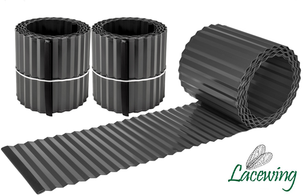 Rotoli per bordura prato in acciaio galvanizzato color nero - Confezione da 2x 5m - H16.5cm