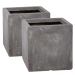 Set di 2 Fioriere da 23cm in fibracotta rifinite in cemento forma cubica