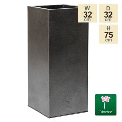 Fioriera da 75 cm zincata cubica slanciata colore grigio & nero