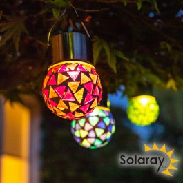 Lampadine solari sferiche a mosaico - confezione da 3 in Blu Verde Rosso - da Solaray™