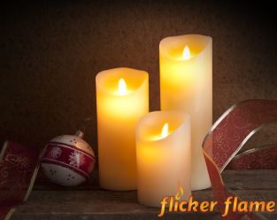 Set 3 Candele in Cera Flicker Flame™ con Fiamma LED Danzante