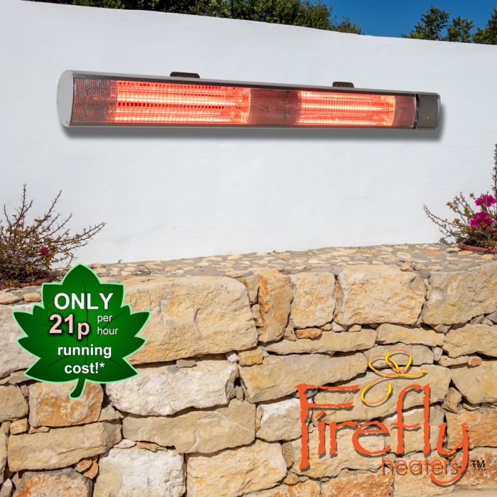 Lampada elettrica riscaldante montata a muro da patio con telecomando color argento - 3kW IP44 - della Firefly™