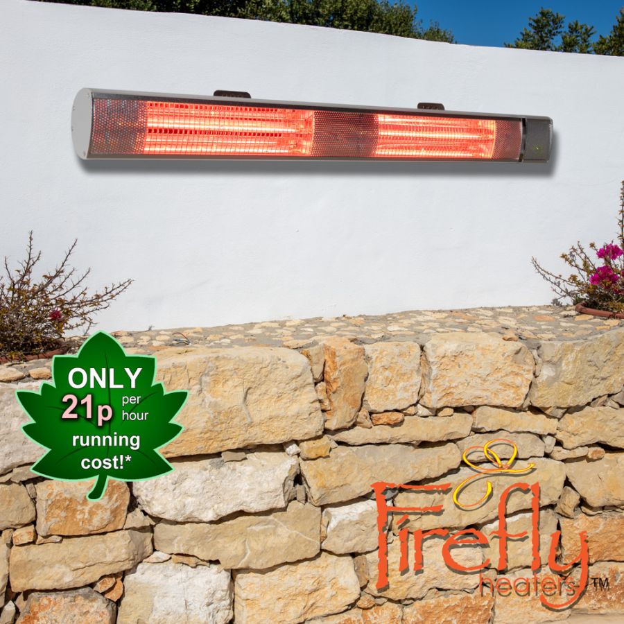 Lampada elettrica riscaldante montata a muro da patio con telecomando color argento - 3kW IP44 - della Firefly™