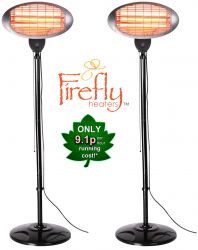 Set di 2 Lampade riscaldanti elettriche con bulbo al quarzo da 2kW da patio - 3 settaggi di calore della Firefly™