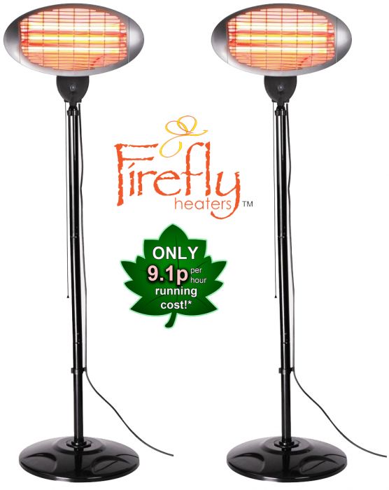 Set di 2 Lampade riscaldanti elettriche con bulbo al quarzo da 2kW da patio - 3 settaggi di calore della Firefly™