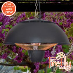 Lampada elettrica riscaldante a sospensione da patio con telecomando color nero - 2kW IP34 - della Firefly