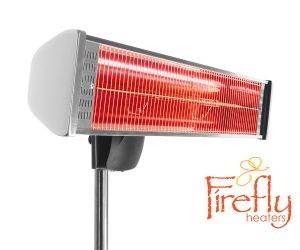 Lampada riscaldante alogena Firefly™ 1.8kw con luci LED, telecomando e Palo di sostegno