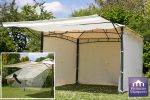 Gazebo Clevedon da 3m x 3m color avorio con tenda e pareti laterali