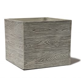 Fioriera cubica da 36cm color grigio legno rustico