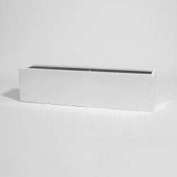 Fioriera cubica rettangolare basso in polystone bianco lucido - 120cm