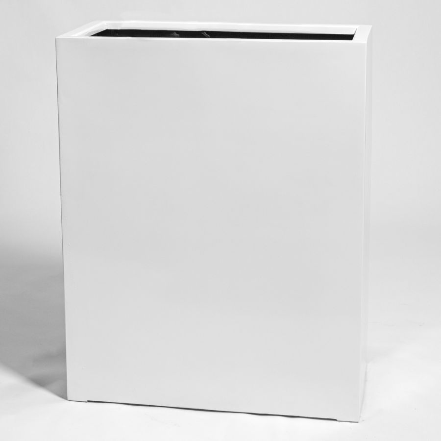 Fioriera cubica in polystone rettangolare alto bianco lucido - 80cm