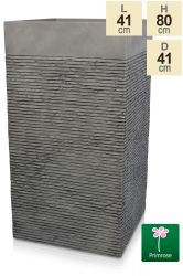 Fioriera in fibracotta con design a torre colore grigio chiaro - H80cm della Primrose™