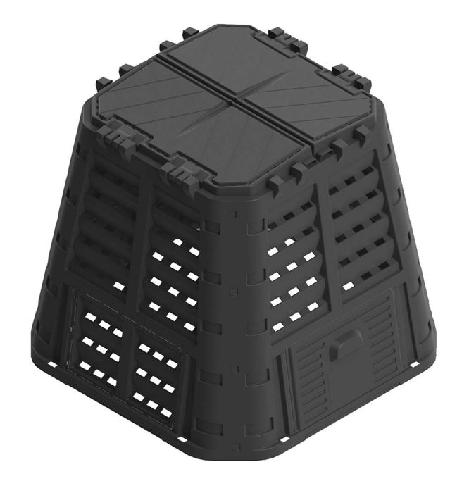 Compostiera modulare in plastica nera da 420L